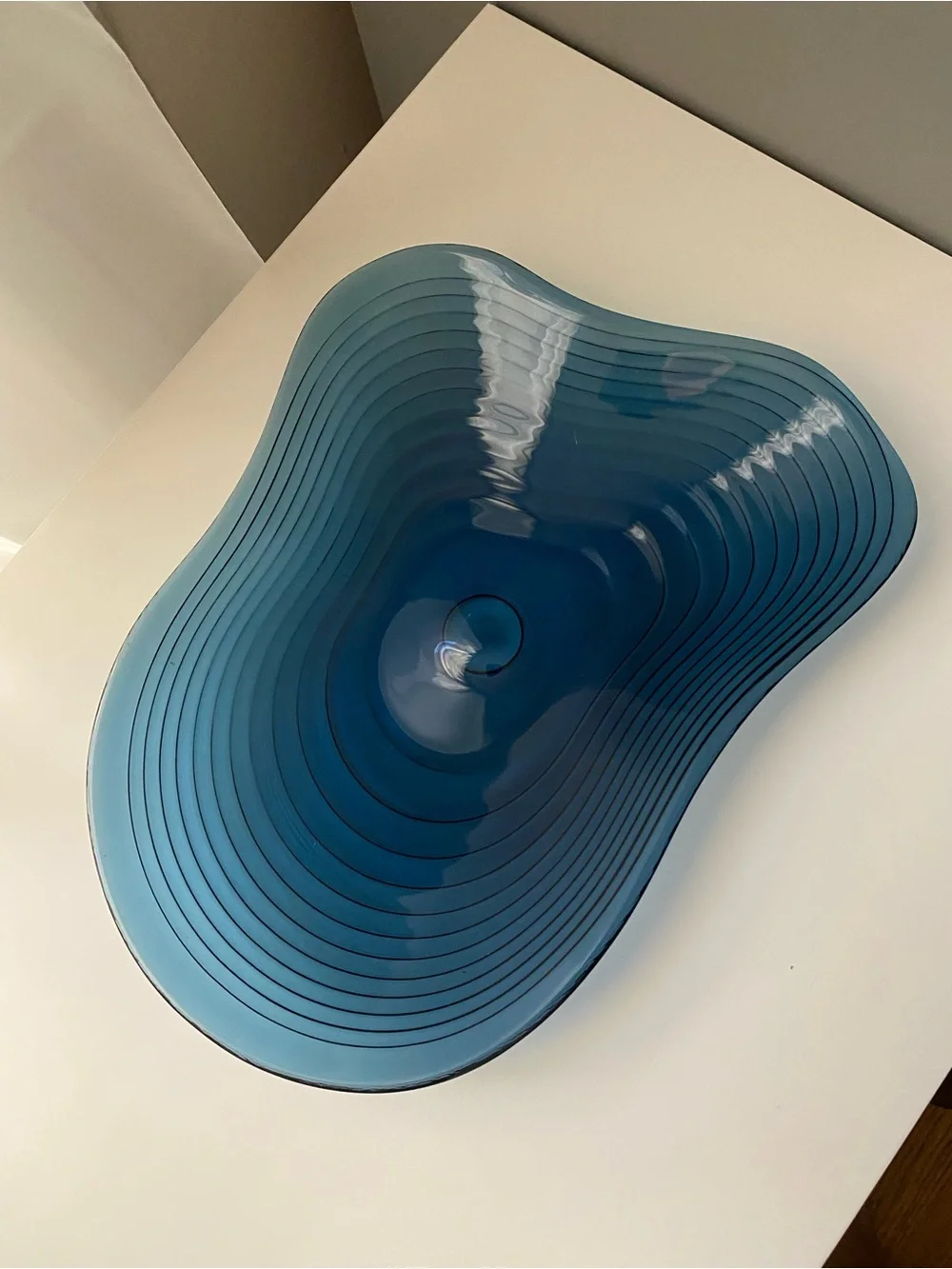 IKEA HÄCKPOPPEL decorative bowl blue 24 cm